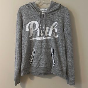Pink Zip Up Pullover, Gray, Large